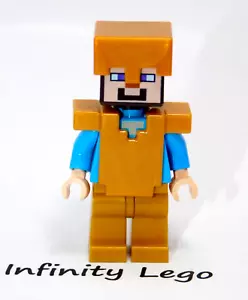 LEGO Steve with Pearl Gold Legs Armor and Helmet Minifigure Minecraft (21127) - Bild 1 von 3