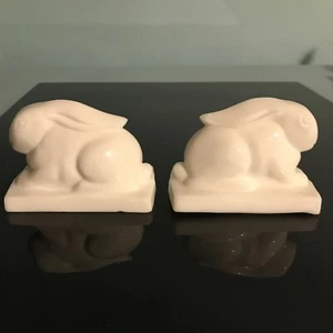 2 Heisey Imperial Bunny Hase Briefbeschwerer Figuren weiß Milchglas Hase Set - Bild 1 von 9