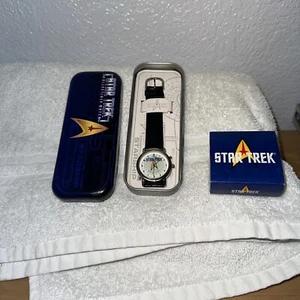 1998 Star Trek NC-1701 Rotating Enterprise Collectors Watch in Tin Black Band - Picture 1 of 5