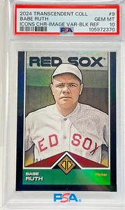 PSA 10 GEM MT 2024 TOPPS TRANSCENDENT BABE RUTH #/10 BLACK REF IMAGE VAR RED SOX - Picture 1 of 2