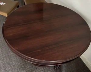 19th Century Antique Round Wooden Table Folding Up Dinner Paw Legs With Wheels - Picture 1 of 19