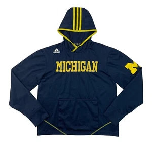 Adidas Michigan Wolverines Hoodie Mens S Small Blue Yellow Thumbholes Sweatshirt - Picture 1 of 14