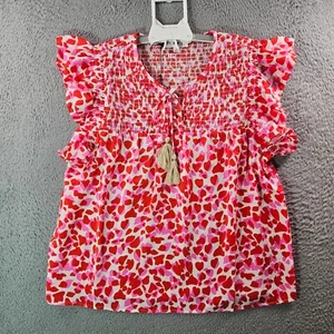 Nuevo sin etiquetas Top THML Mujer Grande Estampado Corazón Borla Rojo Rosa Blanco San Valentín - Imagen 1 de 11