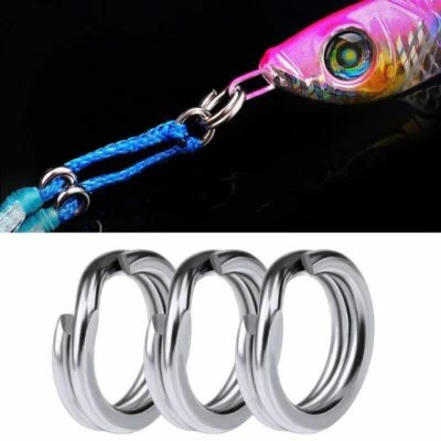 200 pcs Fishing Split Rings Swivel Snap Stainless Steel Fish Connector Silver - Image 1 of 4