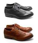MENS FAUX LEATHER LACE UP DERBY BROGUE FORMAL DRESS OFFICE PARTY SHOES SIZE 6-12
