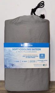 Columbia - 2 kühlende Satin Kissenbezüge Temp Balancing Standard/Queen Grey NEU - Bild 1 von 4