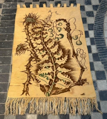 Alfombra Kilim tapiz de lana vintage tejida a mano egipcia pictórica colgante en la pared Foto 1 de 4