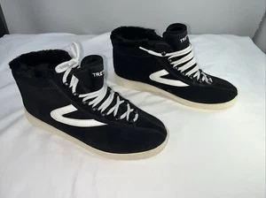Tretorn Black Suede White Leather Lace Up Faux Fur Lining Winter Sneaker Mens 10 - Picture 1 of 11
