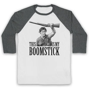 ARMY MY BOOMSTICK OF DARKNESS UNOFFICIAL HORROR FILM 3/4 SLEEVE BASEBALL TEE - Picture 1 of 11