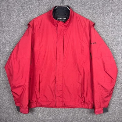 DryJoys FootJoy Jacket Mens Large Red Black Rain Golf Windproof Full Zip ** - Image 1 of 4