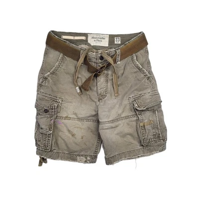 Pantalones Cortos Carga Abercrombie Fitch 33 (34) Oliva Sueltos De Colección Y2K Pintor Militar Foto 1 de 4