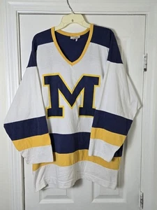 Rare Vintage Nutmeg Mills Michigan Wolverines Hockey Jersey Shirt Men's Size XL - Picture 1 of 10