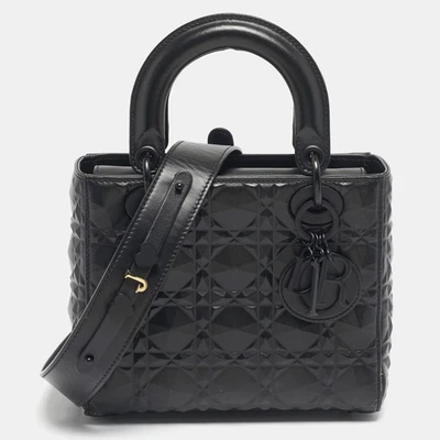 Bolso de Mano Dior Negro Mat Diamante Cuero Cannage Pequeño Dama Dior My ABCDior Foto 1 de 4