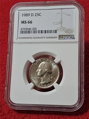 1989-D WASHINGTON QUARTER   NGC MS 66  UNCIRCULATED                     #T5699 - Image 1 of 2