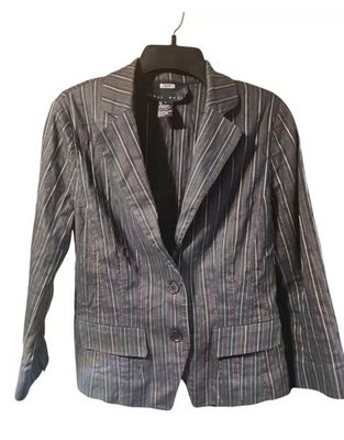 Blazer para mujer Yansi Fugel talla 6 marrón multicolor a rayas chaqueta de dos botones Foto 1 de 3