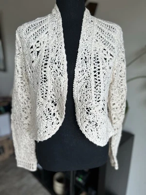 Angel of The North Anthropologie Cardigan 100% Cotton Size Small Ivory - Image 1 of 4
