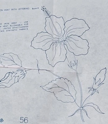 C 1940s X 3 Transfers Hibiscus Embroidery Needlework Semco 56 - image 1 of 3