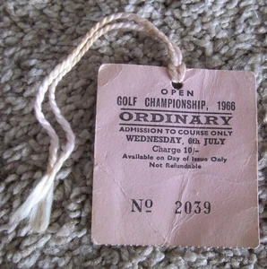 Boleto de entrada del miércoles 1966 British Open--primera victoria abierta de Jack Nicklaus - Imagen 1 de 2