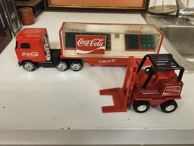 Vintage 1980's Buddy L Coca-Cola Delivery Trailer Mack Truck & Forklift - image 1 of 4