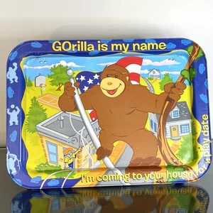 Gorilla Child’s Metal Tv Tray - Vintage Retro Rare - Foto 1 di 5