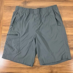 Eddie Bauer Herren grau Rainier Pull-On elastische Reißverschlusstasche 10" Ins Nylon Shorts L - Bild 1 von 9