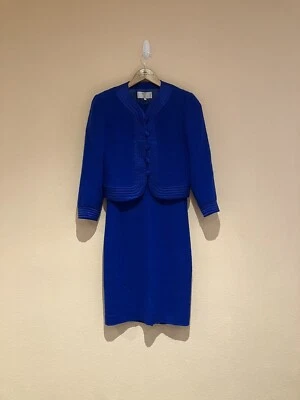 Chaqueta y vestido vintage Valentino Miss V eléctrico azul tweed encogerse de hombros talla 38 Reino Unido 8 Foto 1 de 4