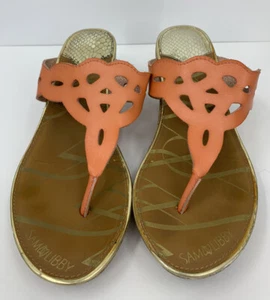 Sam and Libby Orange Cut Out Slide Natalie Sandals 2.5" Cork Wedge Size 9 - Picture 1 of 7