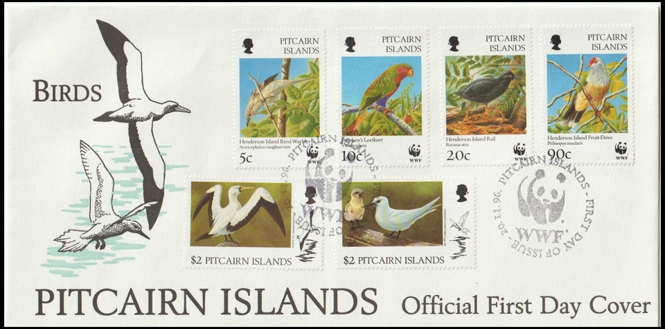 PITCAIRN ISLANDS 1996 WWF BIRDS FDC (VF) - Image 1 of 1