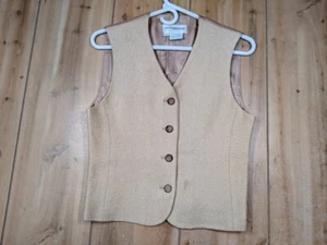 Chaleco Tejido Liz Claiborne Vintage Beige Paja Talla 4 Lino Años 90 *punto en la parte delantera - Imagen 1 de 12