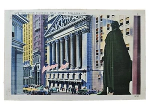 Postal de la Bolsa de Valores de Nueva York Wall Street de la ciudad de Nueva York 1949 - Imagen 1 de 11