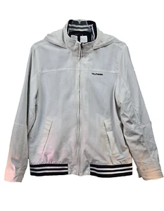 Tommy HILFIGER White Full Zip Regatta Jacket Hood In Collar Large Waterproof L - Picture 1 of 11