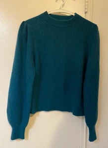 J.Crew Kaschmir Puffärmel Mockneck grün/türkis Pullover Gr. S - Bild 1 von 10