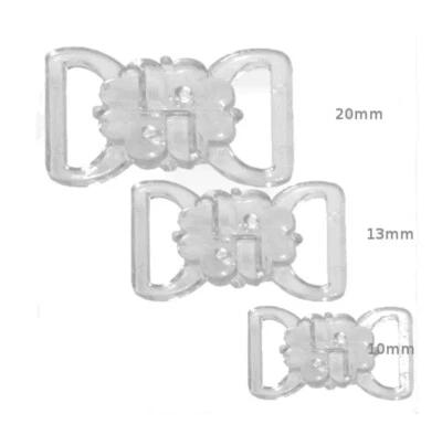 Plastic bikini/bra clasp/clips IN CLEAR AND BLACK - choose from 3 sizes FREE P&P - Image 1 of 4