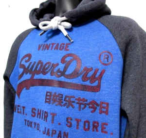 Sudadera con capucha Super Dry Goods Store para hombre mediana aspecto vintage azul gris - Imagen 1 de 14