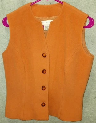 DONCASTER Women Fully Lined Burnt Orange Wool Vest sz 6 BDF a-a 19" w 18" h 19" - Image 1 of 4