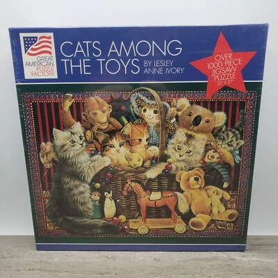 Great American Puzzle Factory Cats Among the Toys 1000 Piece Jigsaw Puzzle New - Image 1 of 4