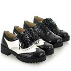 Brogue Women's Shoes Patent Leather  Creeper Oxfords Lace Up Loafers shoes 