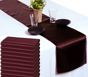10 Corredores de Mesa Borgoña Satén 12" X 108" Boda B'day Fiesta Mesa Decoración - Imagen 1 de 6