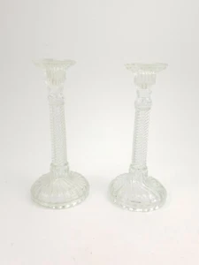 Pair of Belgian Antique Durover Art Deco Glass Candlesticks Candle Holder - Picture 1 of 8