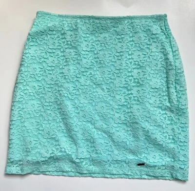 Falda lápiz Hollister turquesa/aqua elástica floral de encaje elástico - Talla M Foto 1 de 4