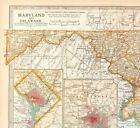 Maryland & Delaware Karte Washington Baltimore Original Litho Farbe 1901