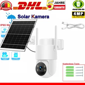 4MP Solar Kamera FUNK ÜBERWACHUNGSKAMERA Outdoor WLAN WIFI IP CAMERA Set AUßEN - Bild 1 von 23