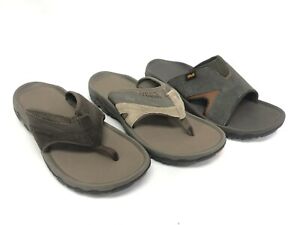 Teva Men's Pajaro Brown Leather Flip Flop Sandals 1002432