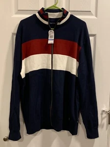 Nautica Men's Sweat Shirt Full Zip Sweater XL Blue White Red New $98 - Picture 1 of 10