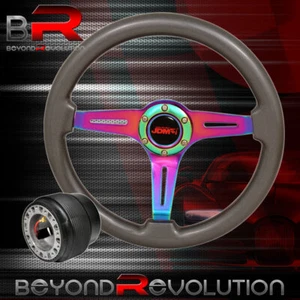 345mm 6 Bolt Steering Wheel Gunmetal Neo Chrome + Hub Adapter For Integra 86-89 - Picture 1 of 6