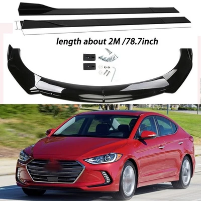 For Hyundai Elantra Sedan 2017-2023 78" 200cm Side Skirts +Front Bumper Spoiler Foto 1 de 4