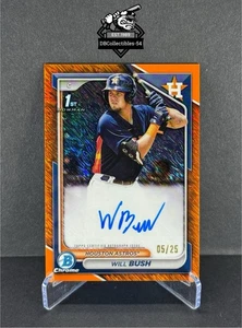 2024 Bowman Chrome Will Bush 1st Orange Shimmer Auto 05/25 Houston Astros - Picture 1 of 2