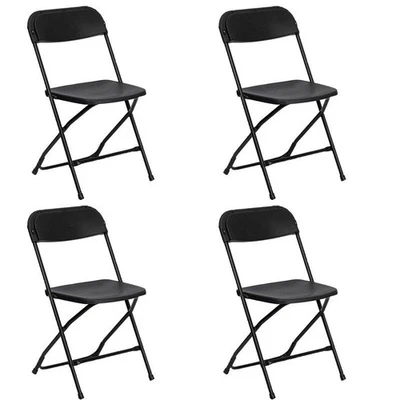 Plastic Folding Chairs Black 4 Pack Indoor Outdoor Event Party 700 lb Capacity - Image 1 of 4