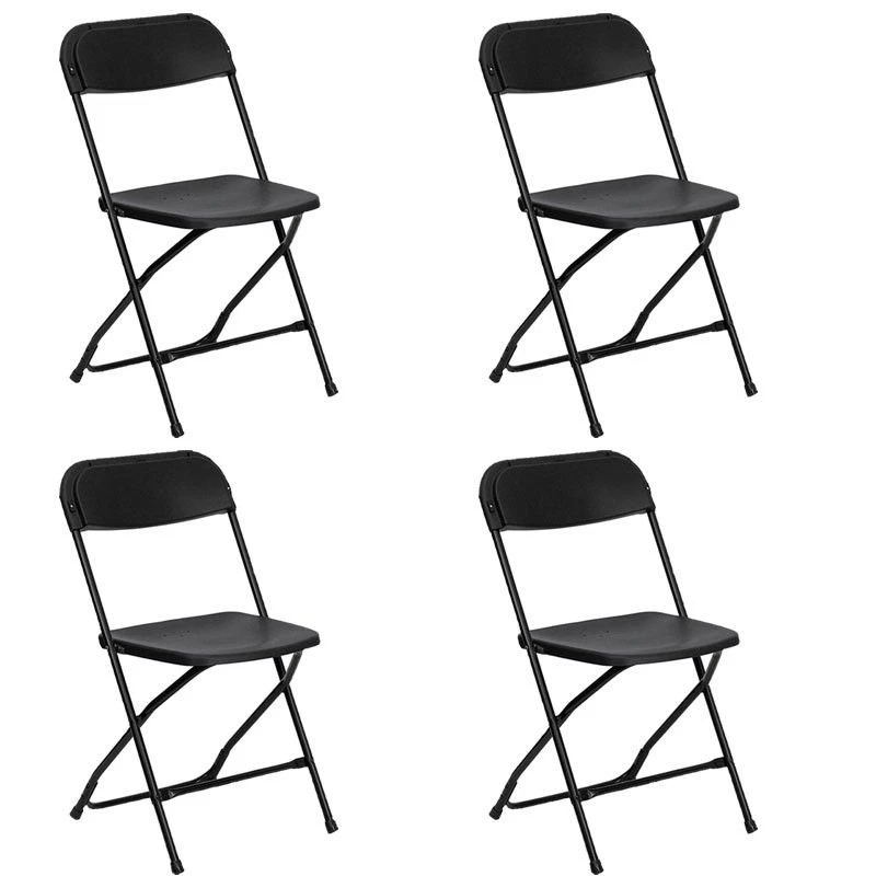 Plastic Folding Chairs Black 4 Pack Indoor Outdoor Event Party 700 lb Capacity - Image 1 of 4
