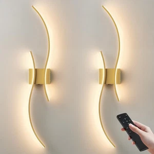 Battery Operated Wall Sconces Set of Two with Remote Control Stepless Colors ... - Picture 1 of 9